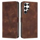 For Samsung Galaxy S22 Ultra 5G Dream Triangle Leather Phone Case with Long Lanyard(Brown) - 1