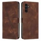 For Samsung Galaxy S23 FE 5G Dream Triangle Leather Phone Case with Long Lanyard(Brown) - 1