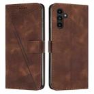 For Samsung Galaxy A25 5G Dream Triangle Leather Phone Case with Long Lanyard(Brown) - 1