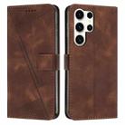 ForSamsung Galaxy S24 Ultra Dream Triangle Leather Phone Case with Long Lanyard(Brown) - 1