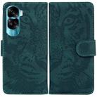 For Honor 90 Lite Tiger Embossing Pattern Flip Leather Phone Case(Green) - 1