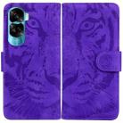 For Honor 90 Lite Tiger Embossing Pattern Flip Leather Phone Case(Purple) - 1