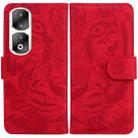 For Honor 90 Pro Tiger Embossing Pattern Flip Leather Phone Case(Red) - 1