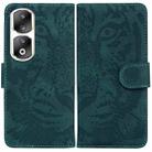 For Honor 90 Pro Tiger Embossing Pattern Flip Leather Phone Case(Green) - 1