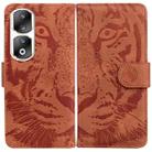 For Honor 90 Pro Tiger Embossing Pattern Flip Leather Phone Case(Brown) - 1