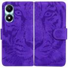 For Honor X5 Plus / Play 40C Tiger Embossing Pattern Flip Leather Phone Case(Purple) - 1