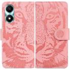 For Honor X5 Plus / Play 40C Tiger Embossing Pattern Flip Leather Phone Case(Pink) - 1