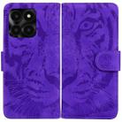 For Honor X6a Tiger Embossing Pattern Flip Leather Phone Case(Purple) - 1