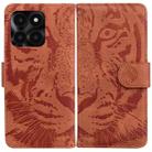 For Honor X6a Tiger Embossing Pattern Flip Leather Phone Case(Brown) - 1