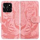 For Honor X6a Tiger Embossing Pattern Flip Leather Phone Case(Pink) - 1