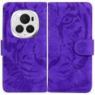 For Honor Magic6 Pro Tiger Embossing Pattern Flip Leather Phone Case(Purple) - 1