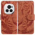 For Honor Magic6 Pro Tiger Embossing Pattern Flip Leather Phone Case(Brown) - 1