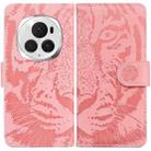 For Honor Magic6 Pro Tiger Embossing Pattern Flip Leather Phone Case(Pink) - 1