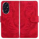 For Honor 200 Tiger Embossing Pattern Flip Leather Phone Case(Red) - 1