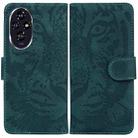 For Honor 200 Tiger Embossing Pattern Flip Leather Phone Case(Green) - 1