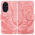 For Honor 200 Tiger Embossing Pattern Flip Leather Phone Case(Pink) - 1