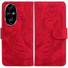 For Honor 200 Pro Tiger Embossing Pattern Flip Leather Phone Case(Red) - 1