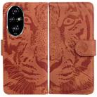 For Honor 200 Pro Tiger Embossing Pattern Flip Leather Phone Case(Brown) - 1