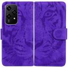 For Honor 200 Lite Global Tiger Embossing Pattern Flip Leather Phone Case(Purple) - 1