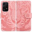 For Honor 200 Lite Global Tiger Embossing Pattern Flip Leather Phone Case(Pink) - 1