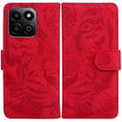 For Honor Play 60 Plus Tiger Embossing Pattern Flip Leather Phone Case(Red) - 1