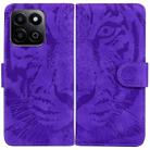 For Honor Play 60 Plus Tiger Embossing Pattern Flip Leather Phone Case(Purple) - 1