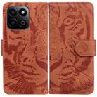 For Honor Play 60 Plus Tiger Embossing Pattern Flip Leather Phone Case(Brown) - 1