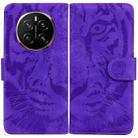 For Honor Magic7 Tiger Embossing Pattern Flip Leather Phone Case(Purple) - 1