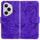 For Honor 400 Pro Global 160.8mm Tiger Embossing Pattern Flip Leather Phone Case(Purple) - 1