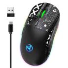 HXSJ T90 RGB Light Three-mode Wireless Gaming Mouse(Black) - 1