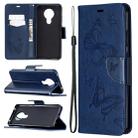 For Nokia 5.3 Two Butterflies Embossing Pattern Horizontal Flip Leather Case with Holder & Card Slot & Wallet & Lanyard(Dark Blue) - 1