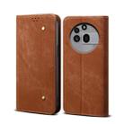 For Nothing Phone 3a Pro Denim Texture Casual Style Flip Leather Case(Brown) - 1
