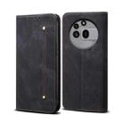 For Nothing Phone 3a Pro Denim Texture Casual Style Flip Leather Case(Black) - 1