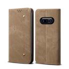 For Nothing Phone 3a Denim Texture Casual Style Flip Leather Case(Khaki) - 1