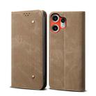 For Nothing CMF Phone 2 Pro Denim Texture Casual Style Flip Leather Case(Khaki) - 1
