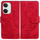 For OnePlus Nord 3 Tiger Embossing Pattern Flip Leather Phone Case(Red) - 1