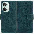 For OnePlus Nord 3 Tiger Embossing Pattern Flip Leather Phone Case(Green) - 1