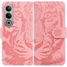 For OnePlus Nord CE4 5G Tiger Embossing Pattern Flip Leather Phone Case(Pink) - 1