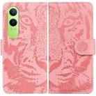 For OnePlus Nord CE4 Lite Tiger Embossing Pattern Flip Leather Phone Case(Pink) - 1