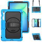 For Samsung Galaxy Tab S10 FE+ Silicone Hybrid PC Tablet Protective Case(Black+Light Blue) - 1