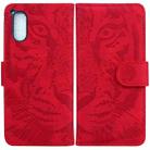 For Sony Xperia 5 V Tiger Embossing Pattern Flip Leather Phone Case(Red) - 1