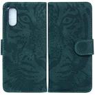 For Sony Xperia 5 V Tiger Embossing Pattern Flip Leather Phone Case(Green) - 1