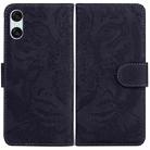 For Sony Xperia 10 VI Tiger Embossing Pattern Flip Leather Phone Case(Black) - 1