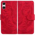 For Sony Xperia 10 VI Tiger Embossing Pattern Flip Leather Phone Case(Red) - 1