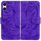 For Sony Xperia 10 VI Tiger Embossing Pattern Flip Leather Phone Case(Purple) - 1