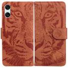 For Sony Xperia 10 VI Tiger Embossing Pattern Flip Leather Phone Case(Brown) - 1