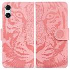 For Sony Xperia 10 VI Tiger Embossing Pattern Flip Leather Phone Case(Pink) - 1