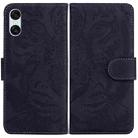 For Sony Xperia 5 VI Tiger Embossing Pattern Flip Leather Phone Case(Black) - 1