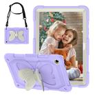 For Samsung Galaxy Tab A9+ Butterfly Kickstand Heavy Duty Hard Rugged Tablet Case(Beige+Raro Purple) - 1