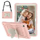 For Samsung Galaxy Tab A9+ Butterfly Kickstand Heavy Duty Hard Rugged Tablet Case(Beige+Rose Pink) - 1